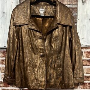 Chico's Metallic Bronze Leather Jacket